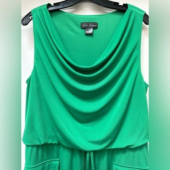 Jessica Howard Green Dress Draped Size 12 - Picture 3 of 5